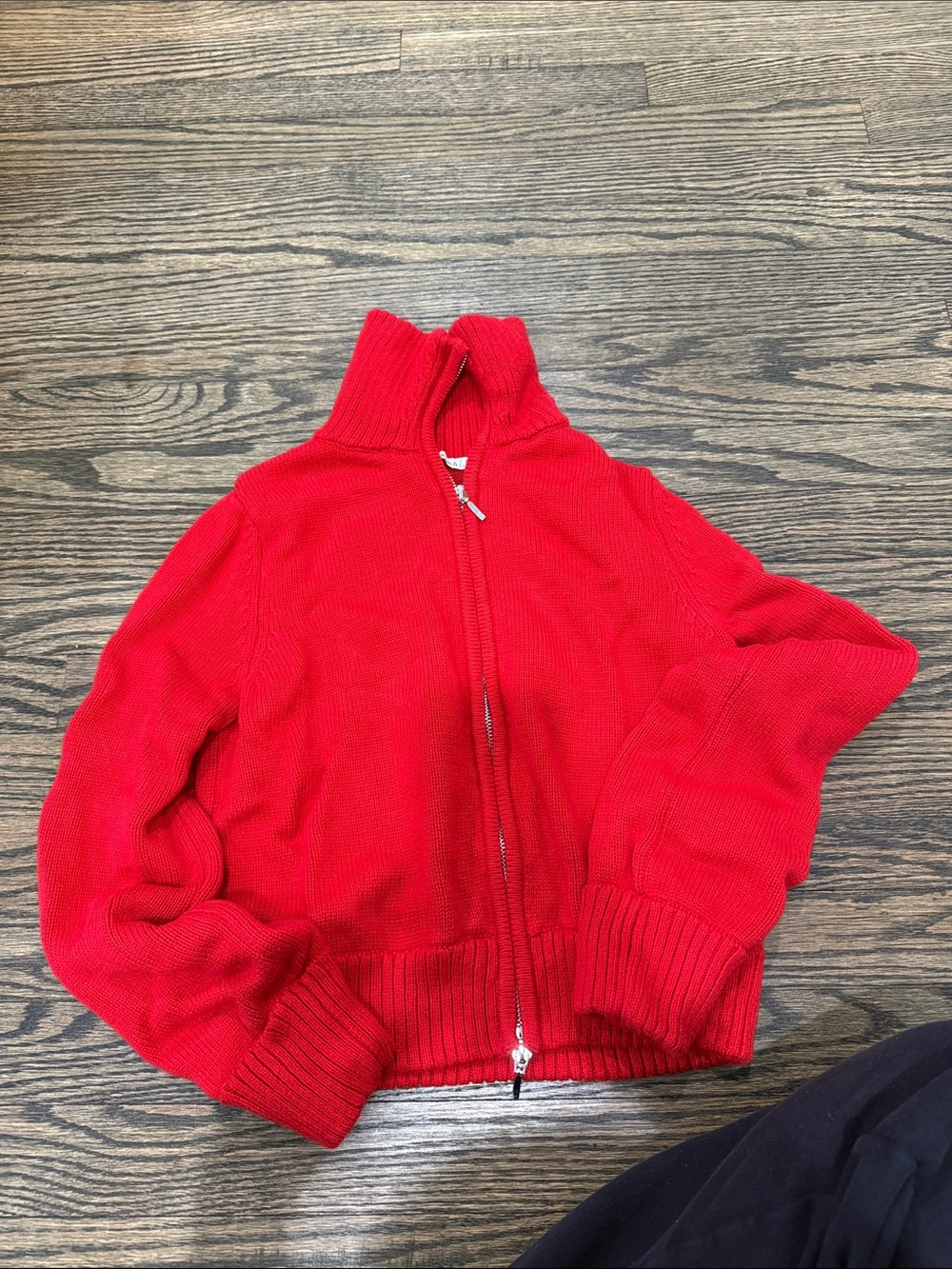 Red Zip-Front Women’s Sweater Jacket